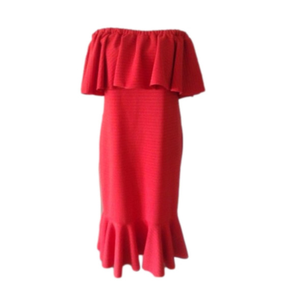 NWT LuLaRoe Cici On or Off shoulder ruffle chest red dress Sz M - Picture 1 of 7